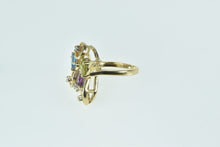Load image into Gallery viewer, 10K Rainbow Pear Diamond Cluster Swirl Statement Ring Yellow Gold
