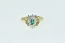 Load image into Gallery viewer, 10K Marquise Syn. Emerald Diamond Halo Vintage Ring Yellow Gold