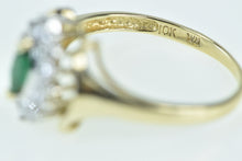 Load image into Gallery viewer, 10K Marquise Syn. Emerald Diamond Halo Vintage Ring Yellow Gold