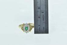 Load image into Gallery viewer, 10K Marquise Syn. Emerald Diamond Halo Vintage Ring Yellow Gold