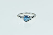 Load image into Gallery viewer, 14K Pear Blue Topaz Solitaire Vintage Statement Ring White Gold