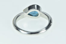 Load image into Gallery viewer, 14K Pear Blue Topaz Solitaire Vintage Statement Ring White Gold