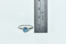 Load image into Gallery viewer, 14K Pear Blue Topaz Solitaire Vintage Statement Ring White Gold