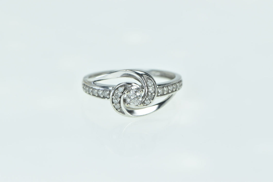 10K 0.30 Ctw Diamond Swirl Promise Engagement Ring White Gold