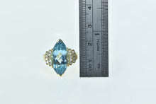 Load image into Gallery viewer, 14K Marquise Blue Topaz Diamond Statement Ring Yellow Gold