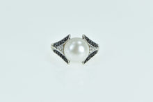 Load image into Gallery viewer, 14K Pearl Black &amp; White Diamond Statement Fashion Ring White Gold