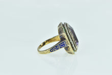 Load image into Gallery viewer, 14K Victorian Amethyst Seed Pearl Enamel Statement Ring Yellow Gold