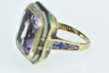 Load image into Gallery viewer, 14K Victorian Amethyst Seed Pearl Enamel Statement Ring Yellow Gold