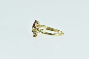 14K Marquise Garnet Diamond Cluster Accent Vintage Ring Yellow Gold