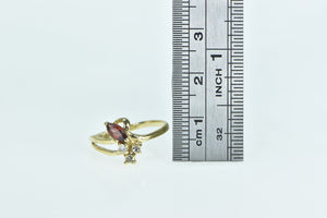 14K Marquise Garnet Diamond Cluster Accent Vintage Ring Yellow Gold