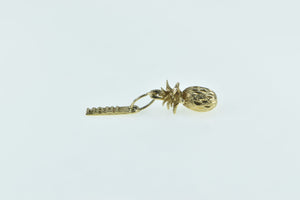 14K Maui 3D Pineapple Tropical Travel Souvenir Charm/Pendant Yellow Gold