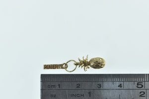 14K Maui 3D Pineapple Tropical Travel Souvenir Charm/Pendant Yellow Gold