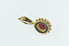 Load image into Gallery viewer, 14K Oval Natural Ruby Pink Halo Statement Pendant Yellow Gold
