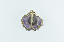 Load image into Gallery viewer, 14K Amethyst Slice Geode Diamond Leaf Branch Pendant Yellow Gold