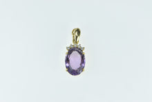 Load image into Gallery viewer, 14K Oval Amethyst Diamond Accent Statement Pendant Yellow Gold