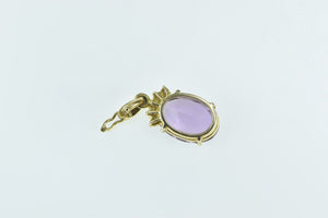 14K Oval Amethyst Diamond Accent Statement Pendant Yellow Gold