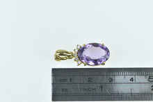 Load image into Gallery viewer, 14K Oval Amethyst Diamond Accent Statement Pendant Yellow Gold