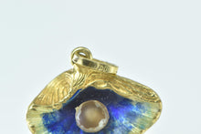 Load image into Gallery viewer, 18K 3D Venus Enamel Oyster Sim. Pearl Statement Charm/Pendant Yellow Gold