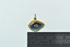 18K 3D Venus Enamel Oyster Sim. Pearl Statement Charm/Pendant Yellow Gold