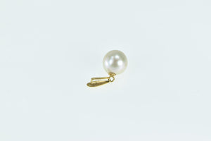 18K Vintage 7.9mm Pearl Classic Simple Fashion Pendant Yellow Gold