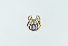 Load image into Gallery viewer, 14K Oval Amethyst Diamond Accent Loop Statement Pendant Yellow Gold