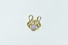 Load image into Gallery viewer, 14K Oval Amethyst Diamond Accent Loop Statement Pendant Yellow Gold