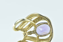 Load image into Gallery viewer, 14K Oval Amethyst Diamond Accent Loop Statement Pendant Yellow Gold