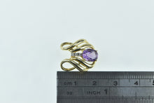 Load image into Gallery viewer, 14K Oval Amethyst Diamond Accent Loop Statement Pendant Yellow Gold