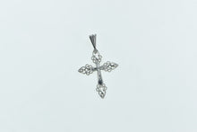 Load image into Gallery viewer, 14K 3D Filigree Cross Christian Faith Symbol Charm/Pendant White Gold