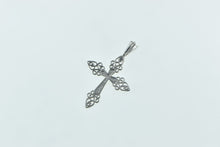 Load image into Gallery viewer, 14K 3D Filigree Cross Christian Faith Symbol Charm/Pendant White Gold