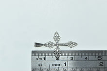 Load image into Gallery viewer, 14K 3D Filigree Cross Christian Faith Symbol Charm/Pendant White Gold