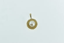 Load image into Gallery viewer, 14K Vintage Flower Sun 7.7mm Pearl Fashion Pendant Yellow Gold