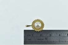 Load image into Gallery viewer, 14K Vintage Flower Sun 7.7mm Pearl Fashion Pendant Yellow Gold