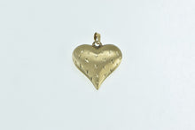 Load image into Gallery viewer, 14K Puffy Heart X Pattern Love Symbol Checkered Pendant Yellow Gold