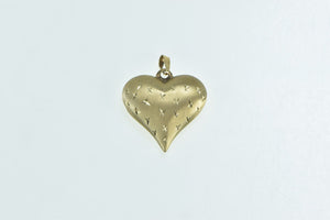 14K Puffy Heart X Pattern Love Symbol Checkered Pendant Yellow Gold