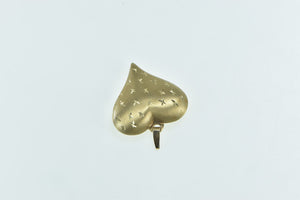 14K Puffy Heart X Pattern Love Symbol Checkered Pendant Yellow Gold