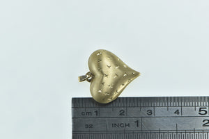 14K Puffy Heart X Pattern Love Symbol Checkered Pendant Yellow Gold