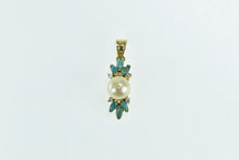 Load image into Gallery viewer, 14K Pearl Turquoise Diamond Vintage Statement Pendant Yellow Gold