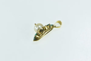 14K Pearl Turquoise Diamond Vintage Statement Pendant Yellow Gold