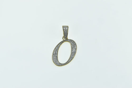 14K O Letter Monogram Name Diamond Encrusted Pendant Yellow Gold