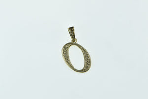 14K O Letter Monogram Name Diamond Encrusted Pendant Yellow Gold