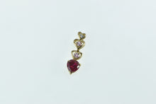 Load image into Gallery viewer, 14K Heart Syn. Ruby Pink Topaz Diamond Drop Pendant Yellow Gold