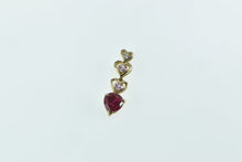 Load image into Gallery viewer, 14K Heart Syn. Ruby Pink Topaz Diamond Drop Pendant Yellow Gold