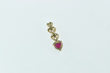 Load image into Gallery viewer, 14K Heart Syn. Ruby Pink Topaz Diamond Drop Pendant Yellow Gold