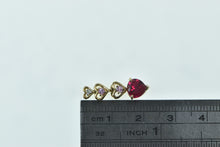 Load image into Gallery viewer, 14K Heart Syn. Ruby Pink Topaz Diamond Drop Pendant Yellow Gold