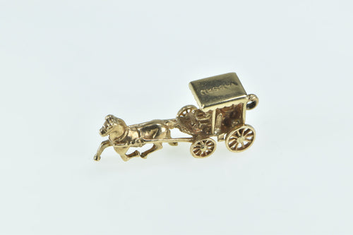 9K 3D Nassau Bahamas Horse Drawn Carriage Charm/Pendant Yellow Gold