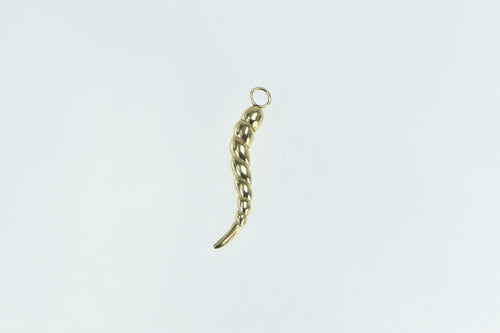 14K Puffy Italian Horn Spiritual Protection Symbol Pendant Yellow Gold