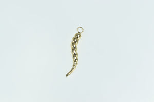 14K Puffy Italian Horn Spiritual Protection Symbol Pendant Yellow Gold
