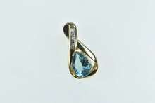 Load image into Gallery viewer, 14K Pear Blue Topaz White Sapphire Vintage Statement Pendant Yellow Gold