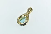 Load image into Gallery viewer, 14K Pear Blue Topaz White Sapphire Vintage Statement Pendant Yellow Gold